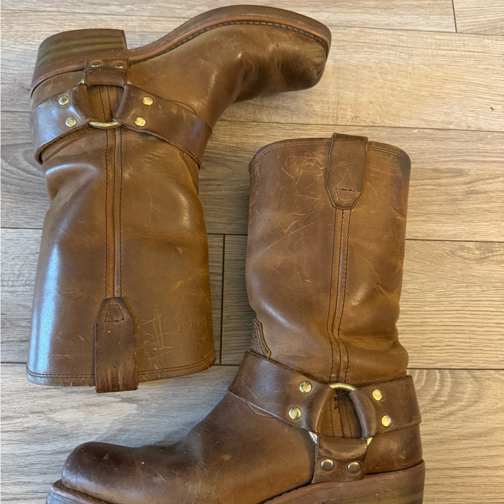 VINTAGE Brown Leather Pull-On harness boot